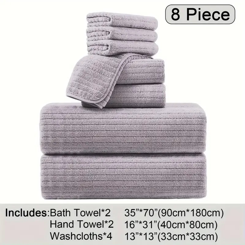 Oversized Microfiber Bath Towels Set - Soft, Absorbent, Quick-Dry