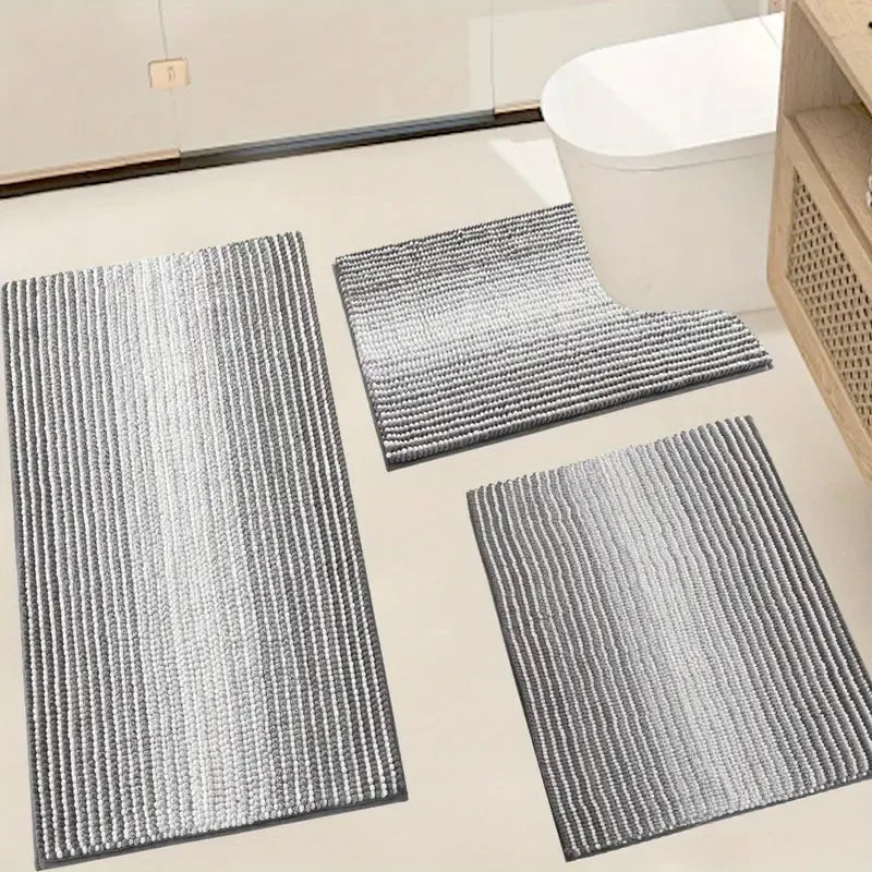 3-Piece Bath Mat Set, Machine Washable, Non-Slip, Absorbent