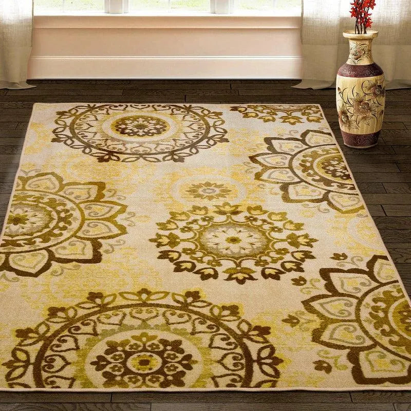 Liena Floral Medallion Non-Slip Washable Area Rug or Runner