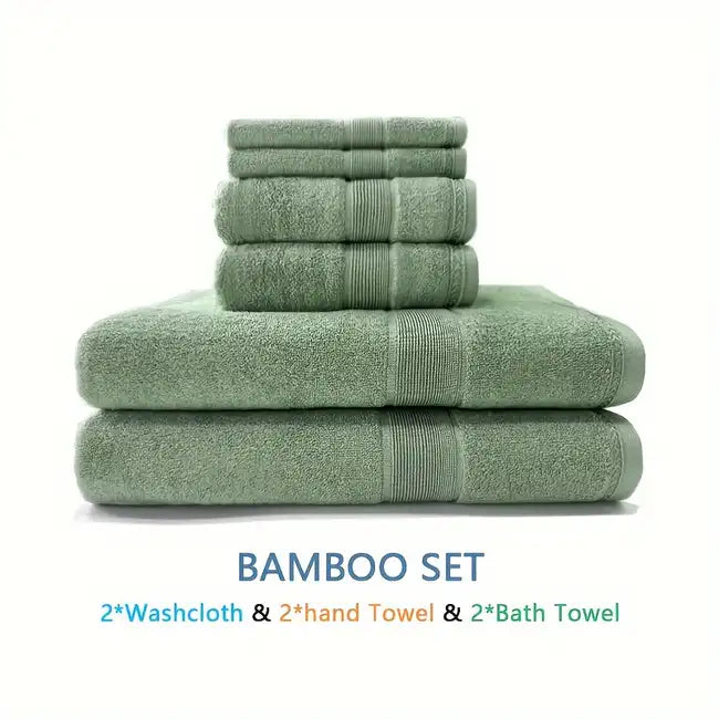 6pcs Bamboo Towel Set | Natural, Reusable, Luxury Bathroom