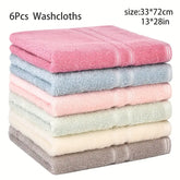 Multicolor 6 Pack Face Towels, Absorbent Cotton, 13x28