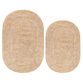 Cotton Non Slip Oval 2 Piece Bath Rug Set