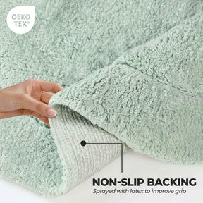 Cotton Non Slip Oval 2 Piece Bath Rug Set