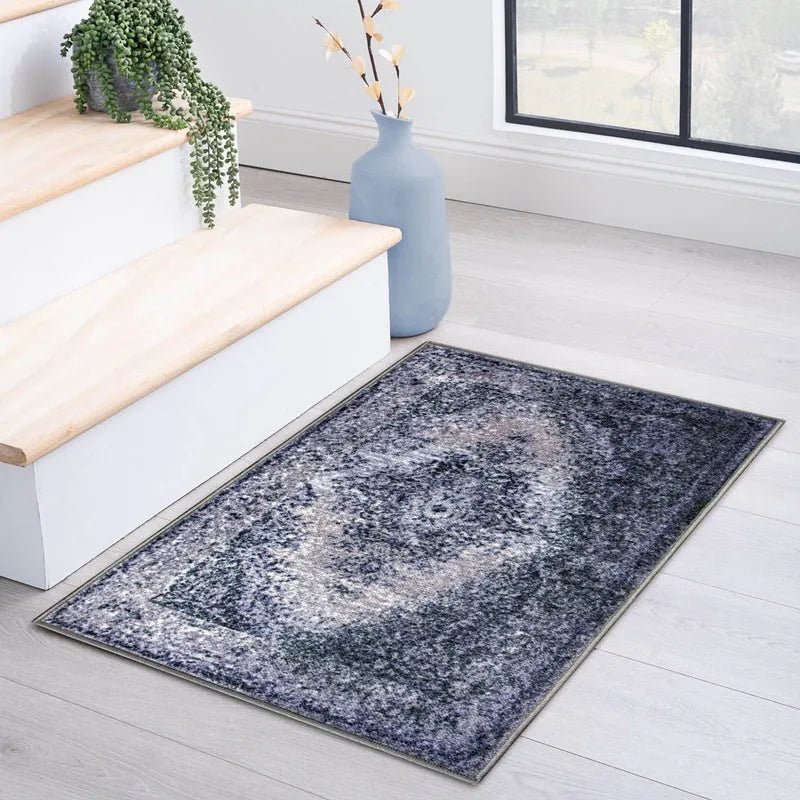 Eldwin Medallion Non-Slip Indoor Washable Area Rug Or Runner Rug