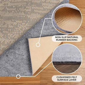 Lima Non-Slip Floor Grip Protector Felt and Rubber Indoor Area Rug Pad