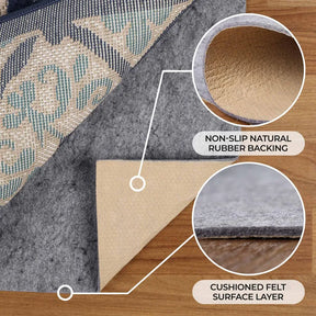 Lynn Non-Slip Protector Felt Rubber Indoor Area Rug Pad With Coating