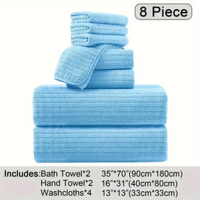 Oversized Microfiber Bath Towels Set - Soft, Absorbent, Quick-Dry