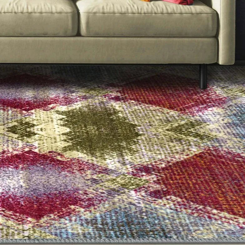 Amarsi Geometric Non-Slip Indoor Washable Area Rug