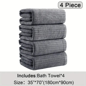 Oversized Microfiber Bath Towels Set - Soft, Absorbent, Quick-Dry