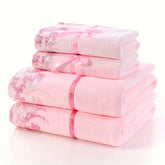 4pcs Lace Embroidery Towel Set - 2 Bath & 2 Hand Towels