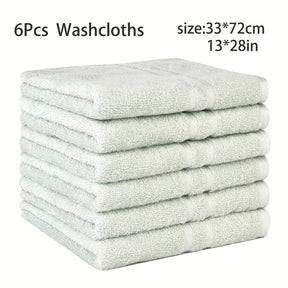 Multicolor 6 Pack Face Towels, Absorbent Cotton, 13x28