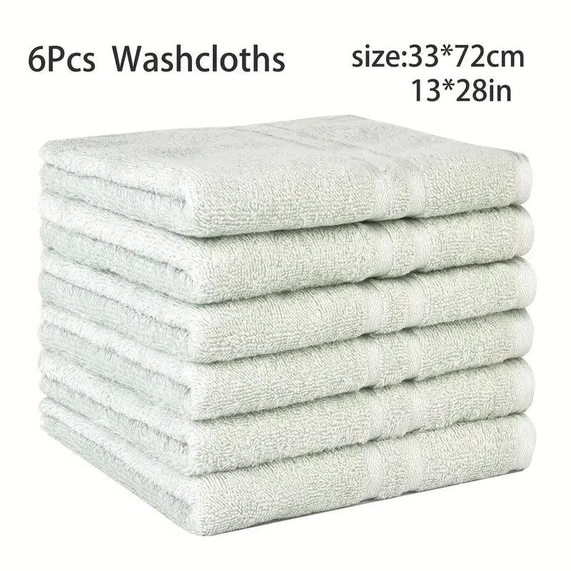 Multicolor 6 Pack Face Towels, Absorbent Cotton, 13x28