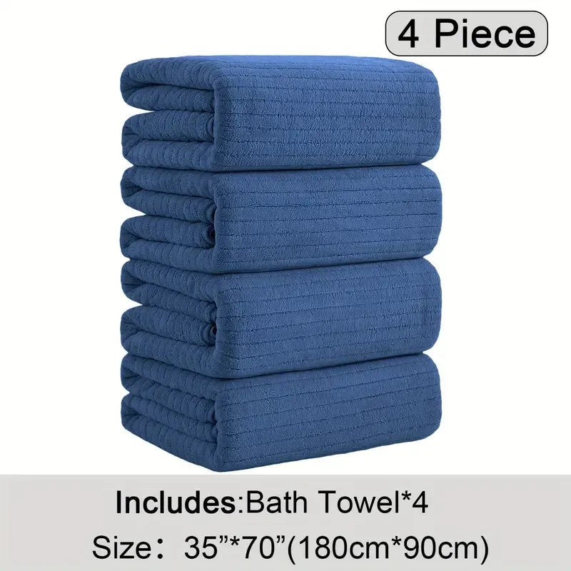 Oversized Microfiber Bath Towels Set - Soft, Absorbent, Quick-Dry