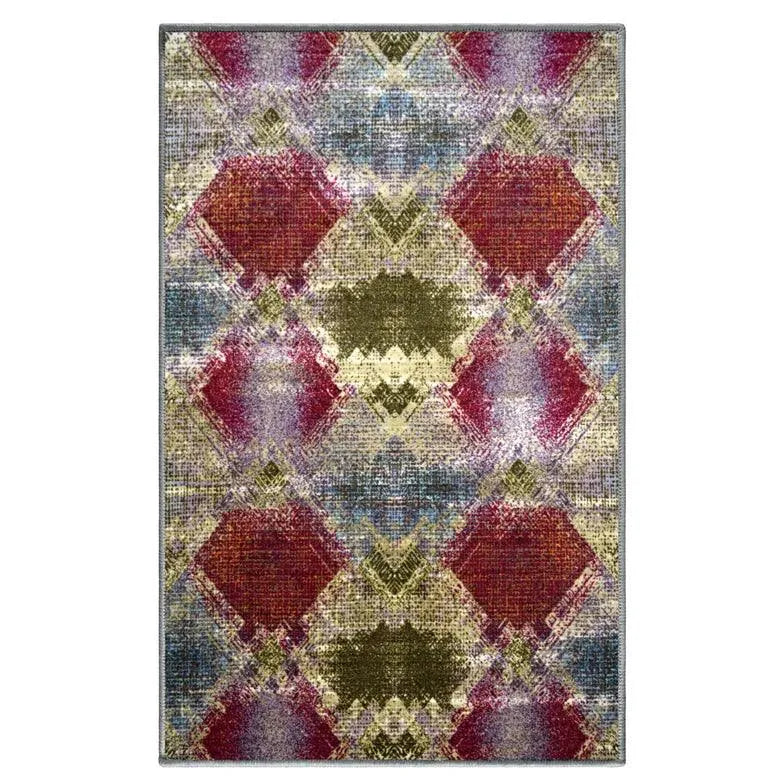 Amarsi Geometric Non-Slip Indoor Washable Area Rug