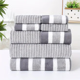 8-Piece Luxury Striped Towel Set for Home & Spa (2 Bath Towels 2 Hand Towels 4 Washcloth, Towels)