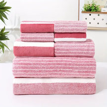 8-Piece Luxury Striped Towel Set for Home & Spa (2 Bath Towels 2 Hand Towels 4 Washcloth, Towels)