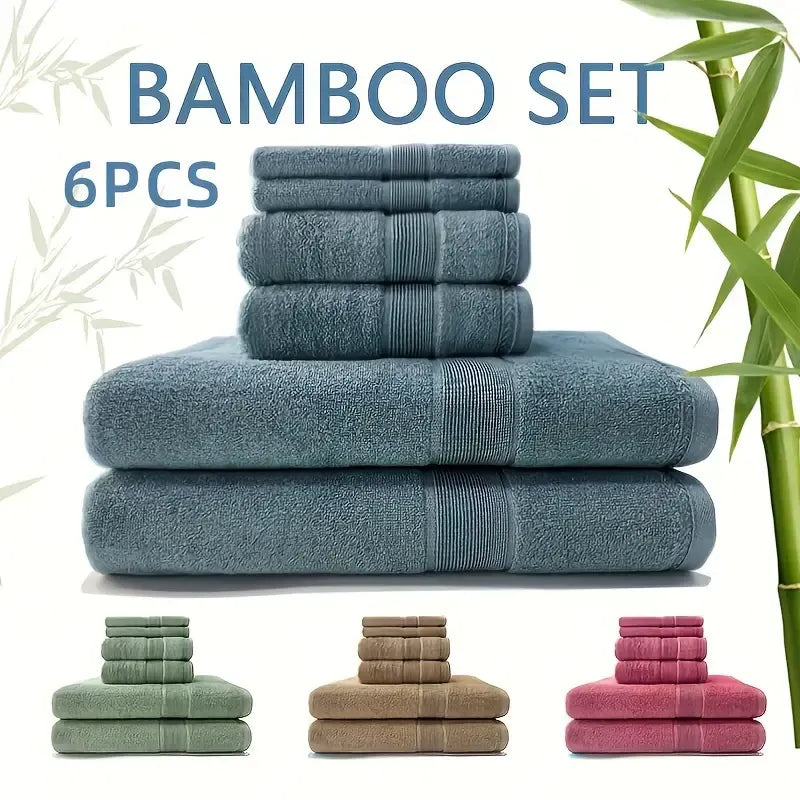 6pcs Bamboo Towel Set | Natural, Reusable, Luxury Bathroom