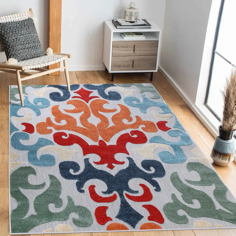 Aldaine Vintage Damask Indoor Outdoor Area Rug