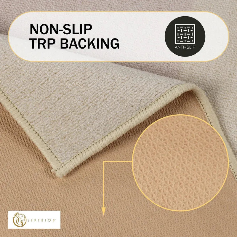 Troy Solid Non-Slip Machine Washable Bath Rug Set