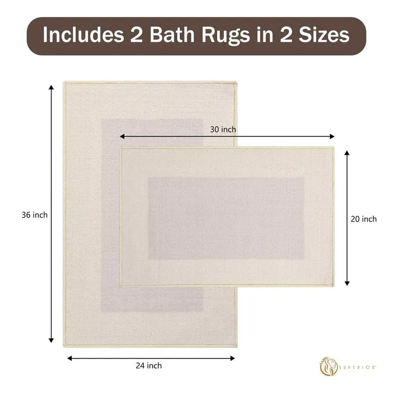 Non-Slip Washable Cotton 2 Piece Bath Rug Set