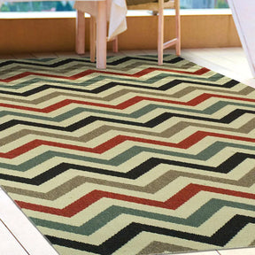 Chevron Zig-Zag Geometric Modern Indoor Outdoor Area Rug