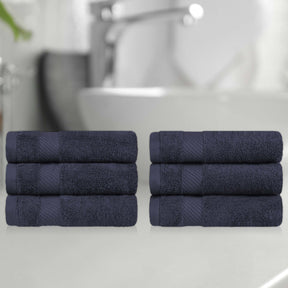 Egyptian Cotton Dobby Border Medium Weight 6 Piece Hand Towel Set