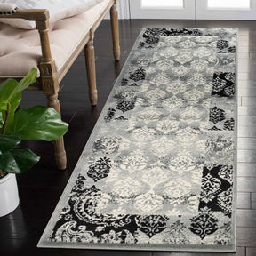 Mystique Distressed Damask Indoor Area Rug Or Runner Rug