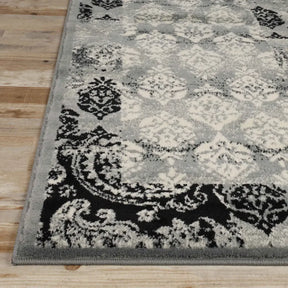 Mystique Distressed Damask Indoor Area Rug Or Runner Rug