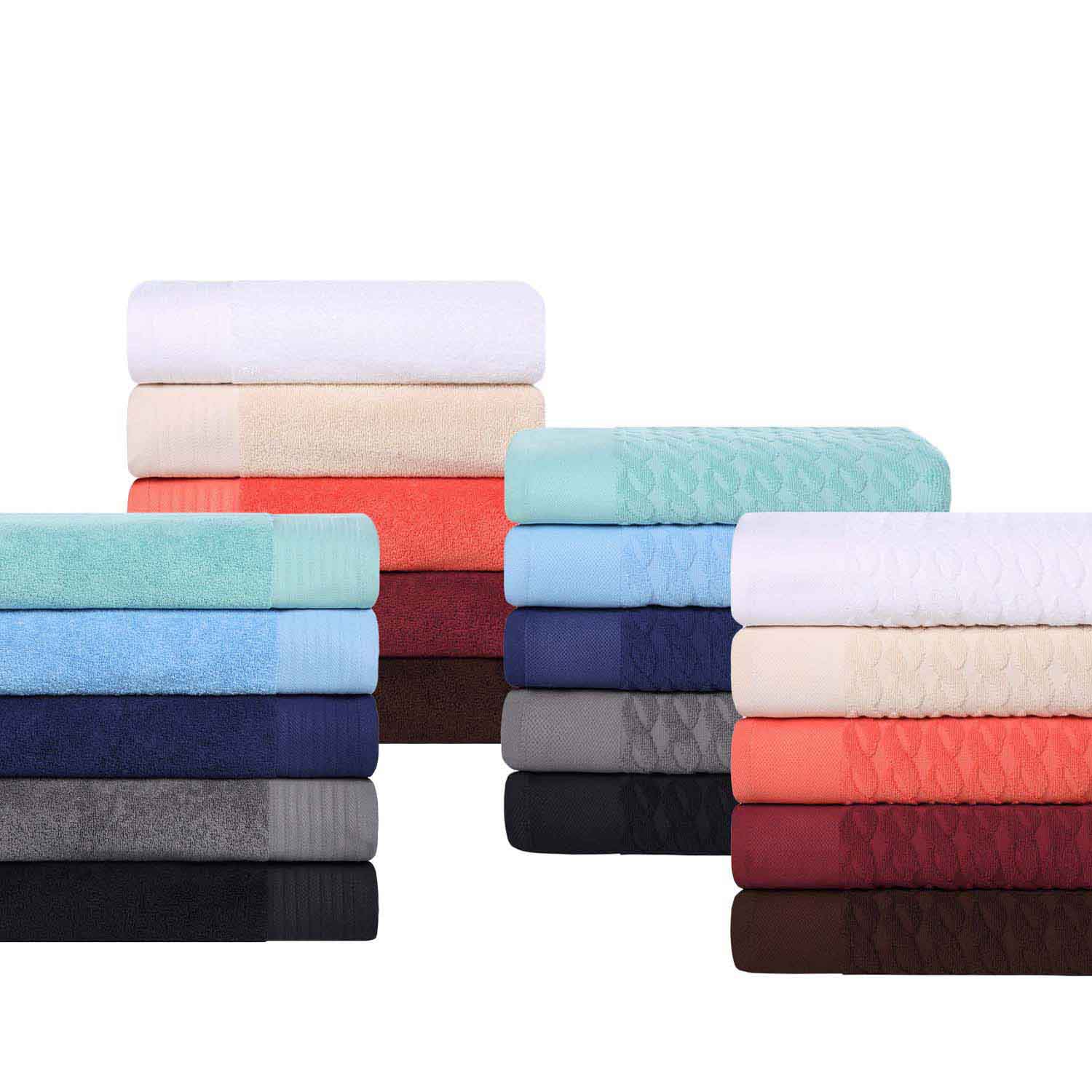 Turkish Cotton Jacquard Herringbone and Solid 8 Piece Towel Set