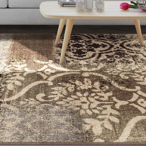 Bristol Distressed Abstract Damask Indoor Area Rug or Runner Rug