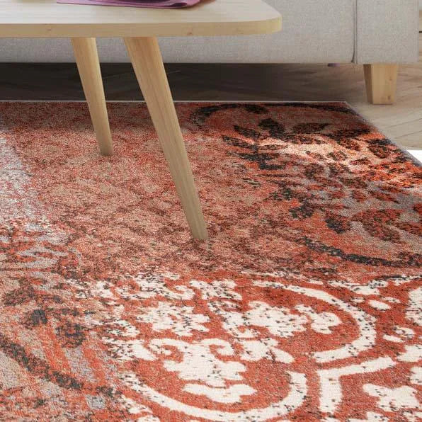 Bristol Distressed Abstract Damask Indoor Area Rug or Runner Rug