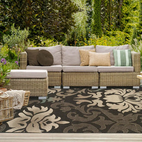 Lowell Traditional Damask Indoor Outdoor Area Rug