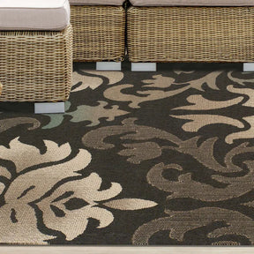 Lowell Traditional Damask Indoor Outdoor Area Rug