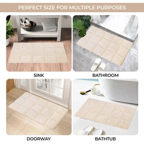 2 Piece Cotton Checkered Solid Non Slip Bath Rug Set