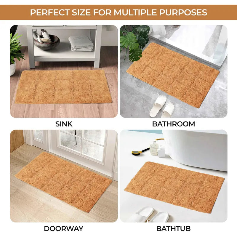 Non-Slip Washable Cotton 2 Piece Bath Rug Set