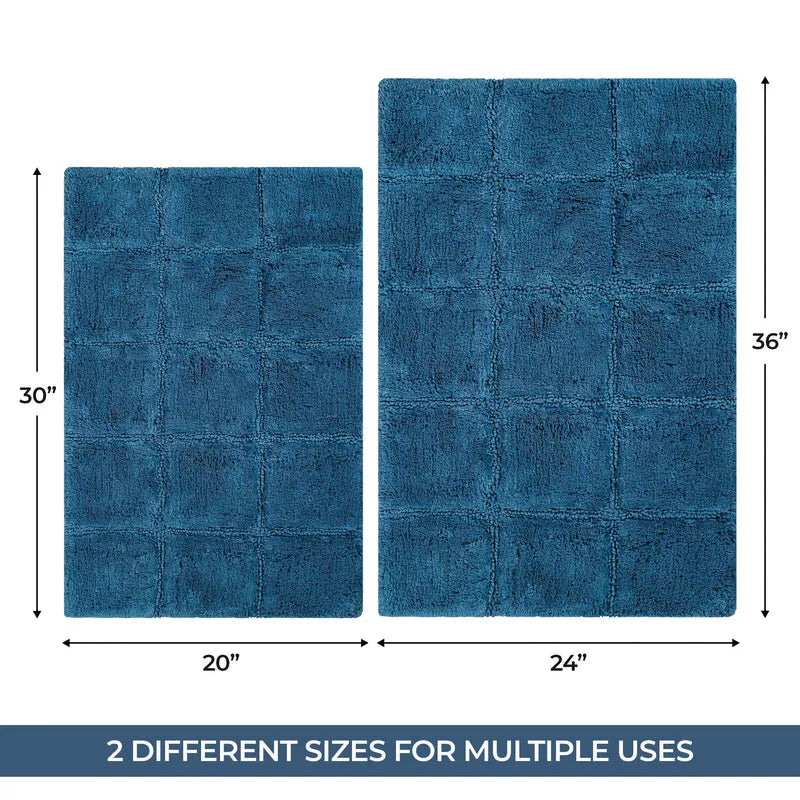 Non-Slip Washable Cotton 2 Piece Bath Rug Set