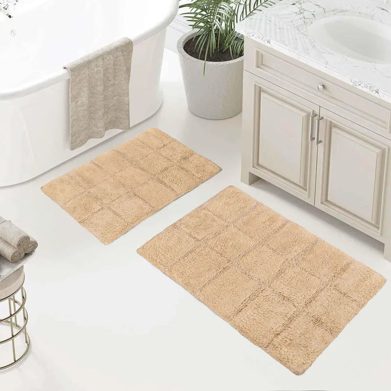 Non-Slip Washable Cotton 2 Piece Bath Rug Set