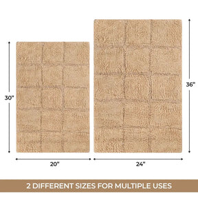 Non-Slip Washable Cotton 2 Piece Bath Rug Set