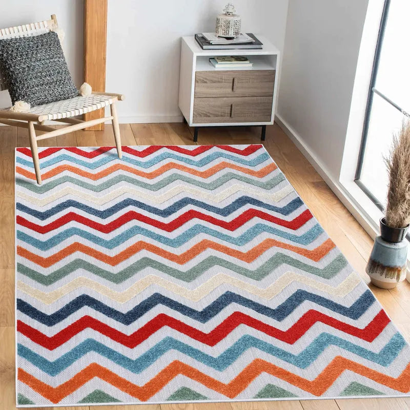 Chevron Zig-Zag Geometric Modern Indoor Outdoor Area Rug