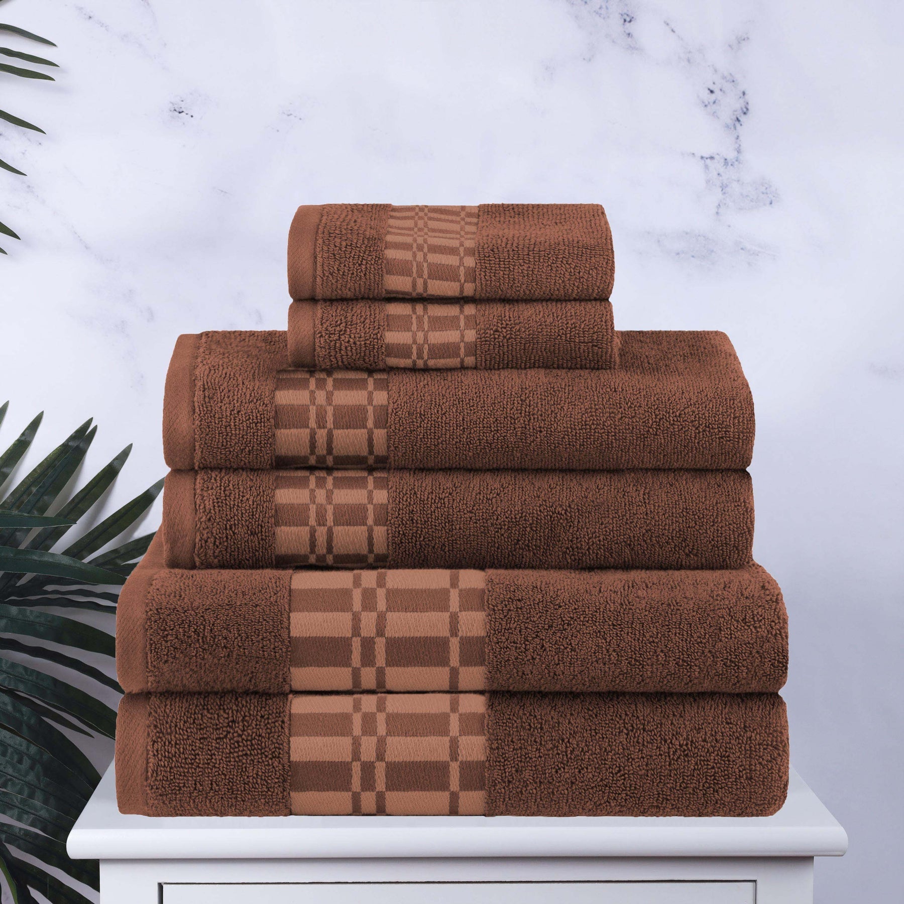 Larissa Cotton Geometric Border 6 Piece Assorted Towel Set