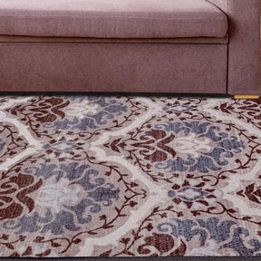 Chloe Floral Damask Non-Slip Washable Indoor Area Rug or Runner