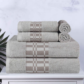 Larissa Cotton Geometric Border 6 Piece Assorted Towel Set