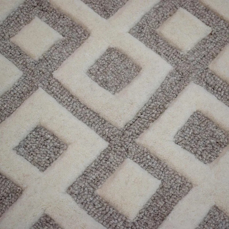 Diamond Handwoven Textured Wool and Viscose Contemporary Area Rug