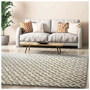 Diamond Handwoven Textured Wool and Viscose Contemporary Area Rug