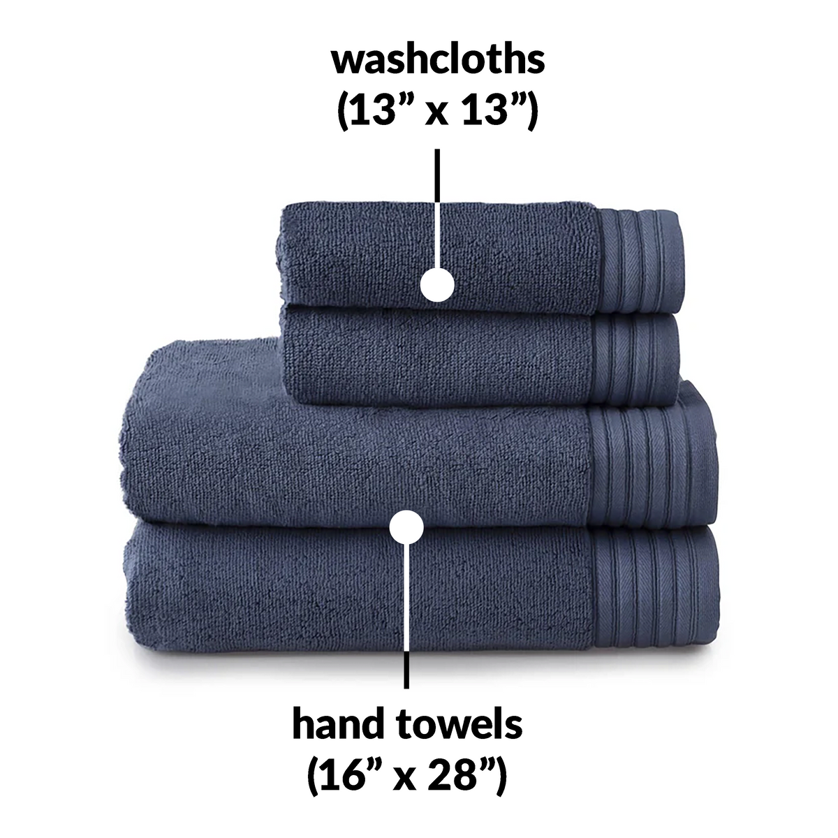 Egyptian Cotton Hand/Wash Towel Set of 4 - Blue Horizon