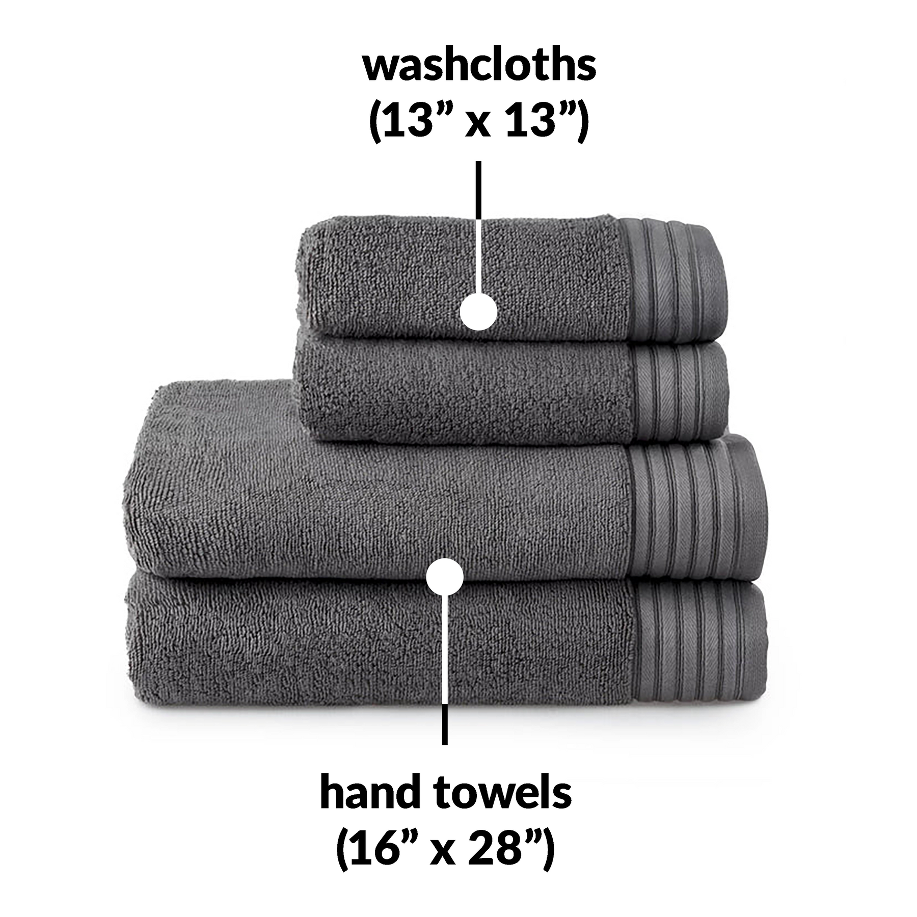 Egyptian Cotton Hand/Wash Towel Set of 4 - Dark Grey