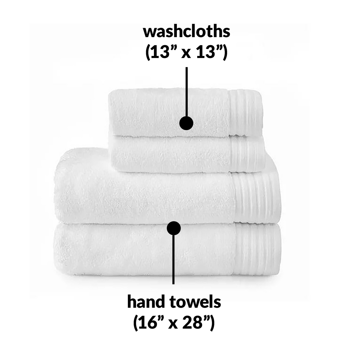 Egyptian Cotton Hand/Wash Towel Set of 4 - White