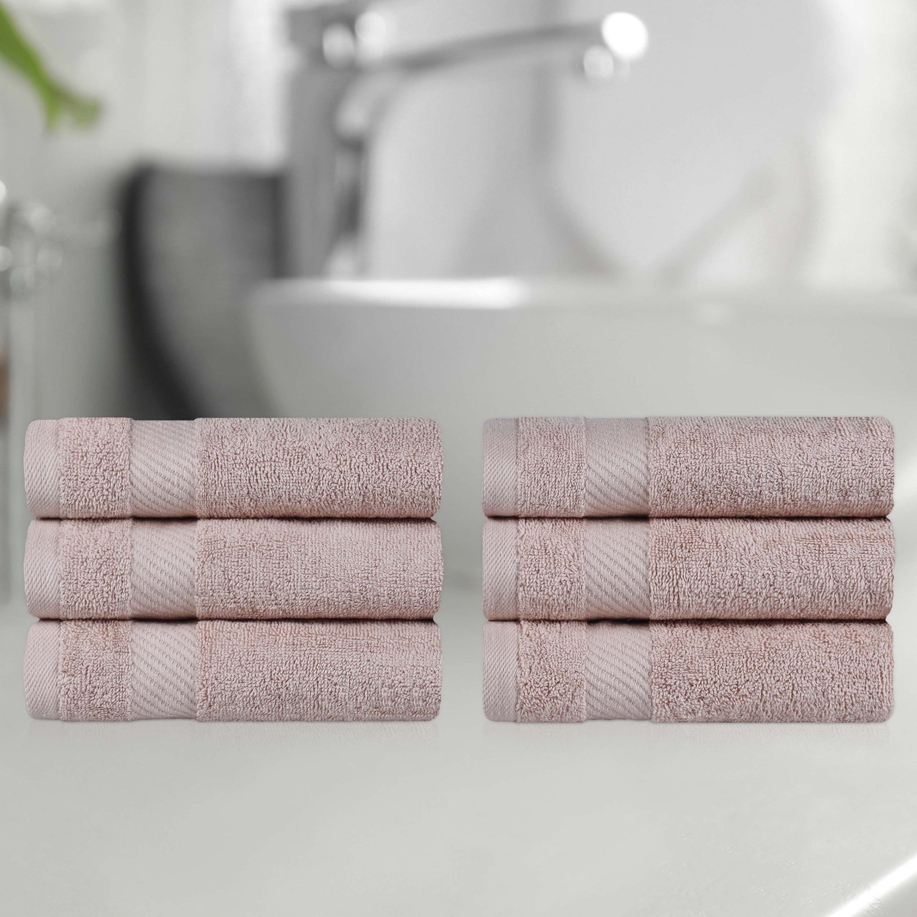 Egyptian Cotton Dobby Border Medium Weight 6 Piece Hand Towel Set