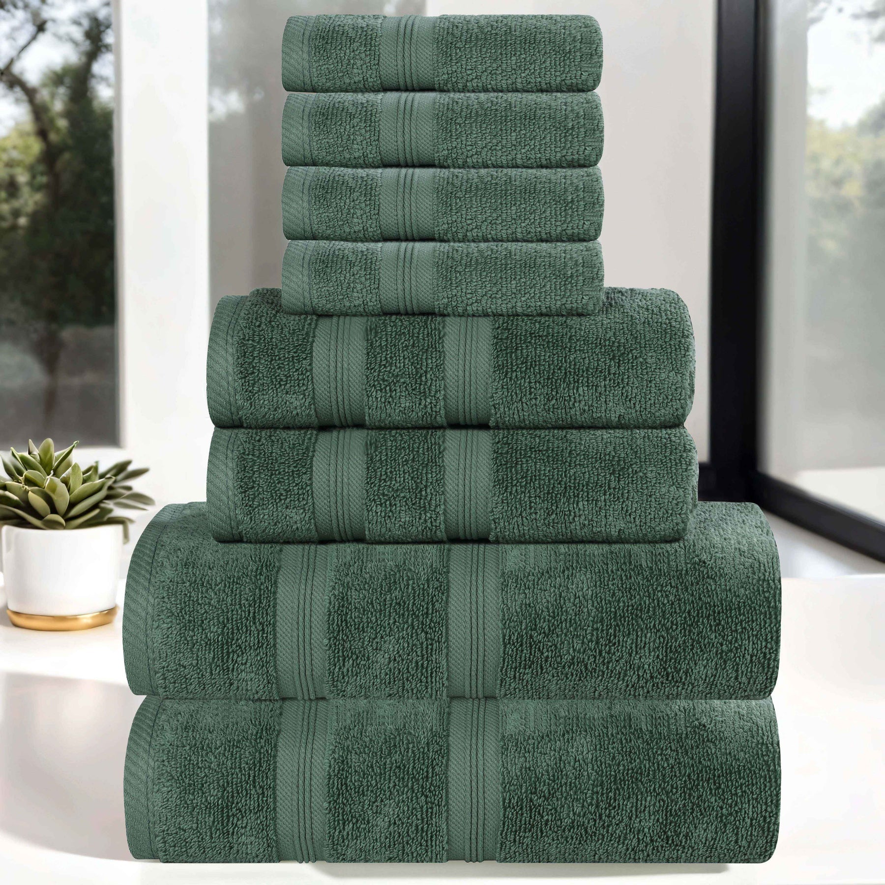 Smart Dry Zero Twist Cotton Medium Weight 8 Piece Assorted Towel Set