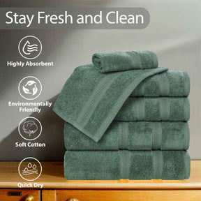 Smart Dry Zero Twist Cotton Medium Weight Hand Towels, Set of 6